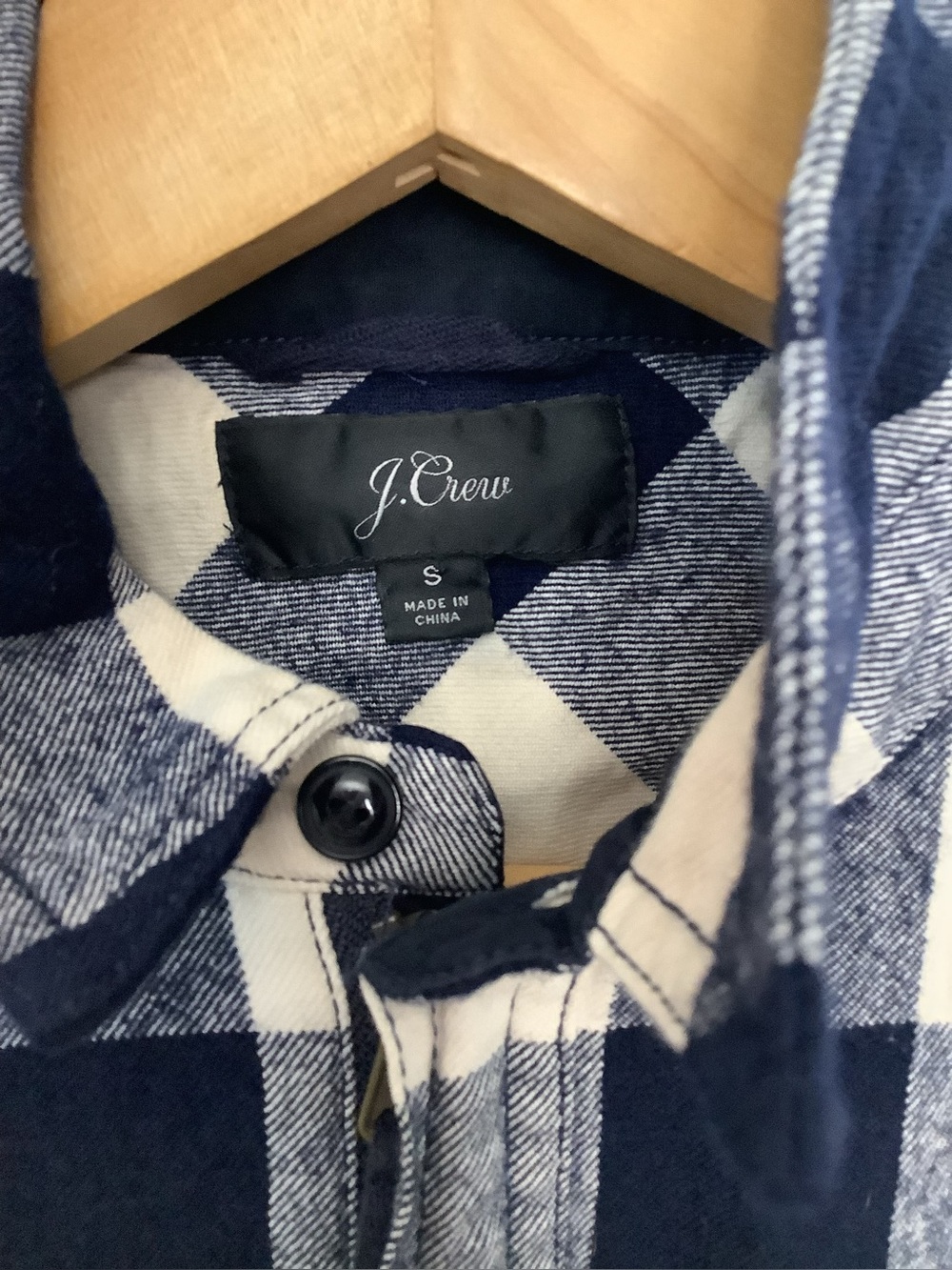 J  Crew Women's Blue Buffalo Plaid Wool Blend 3/4 Zip  Size Small - Picture 4 of 5